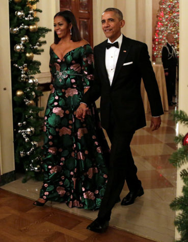 President Barack Obama and first lady Michelle Obama arrive at the Kennedy Center Honors Reception at the White House in Washington